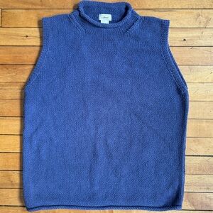LL Bean Sleevless Mock Neck Tank size xl blue silk cotton